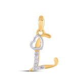 L Letter Initial with Heart 10K Yellow Gold & Diamond Pendant